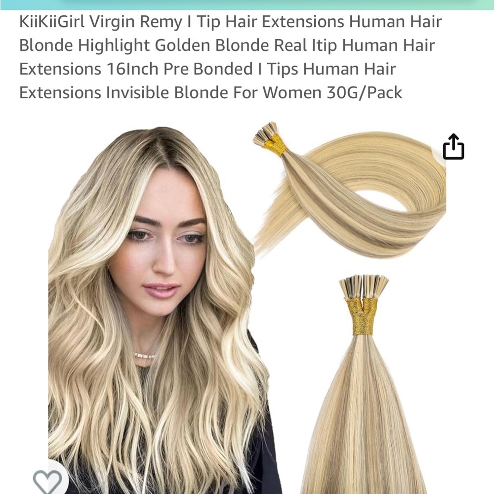 Virgin Remy Human HairI Tip Hair Blonde hair with Golden Blonde highlights